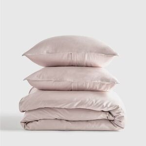 Quince Bamboo King Duvet Cover Set with Shams - Soft Blush